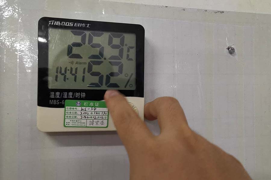 Temperature and humidity meter on the wall