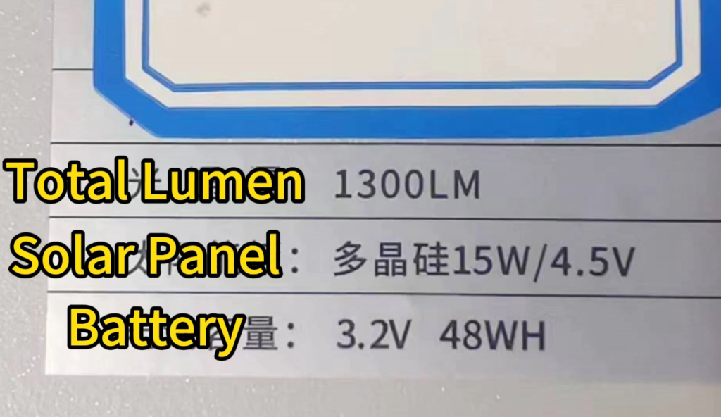 Product Description of Good Quality LED Solar Street Lights: total output lumen, solar panel and battery capacity