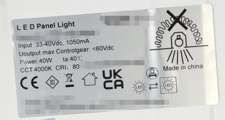 Sticker Info on the Carton of Panel Lights